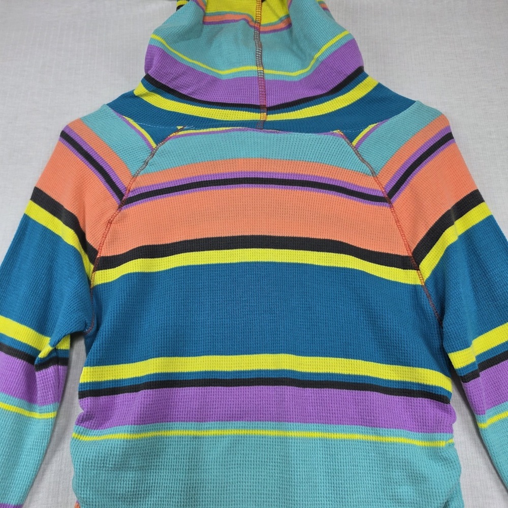Nike Multicolor Striped Waffle Knit Ruched Hoodie Long Sleeve Shirt L Skate Y2K - Picture 8 of 9